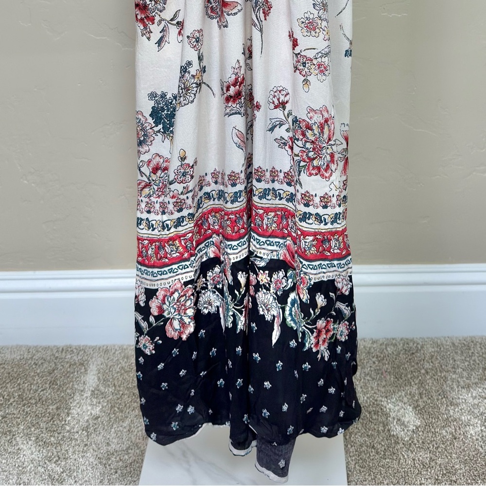 Romantic Gypsy Floral Maxi Dress Size Large in Cream Flowy Boho - Picture 5 of 10